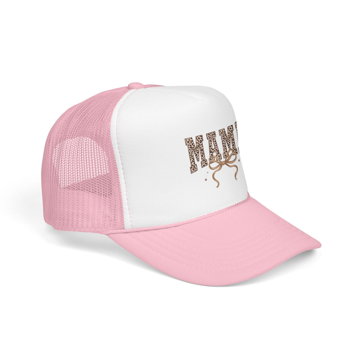 Mama Leopard Print Trucker Hat – Stylish Mama Foam Cap with Bow Accent