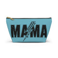 Mama Lightning Bolt Accessory Pouch — Blue T‑Bottom Makeup Bag