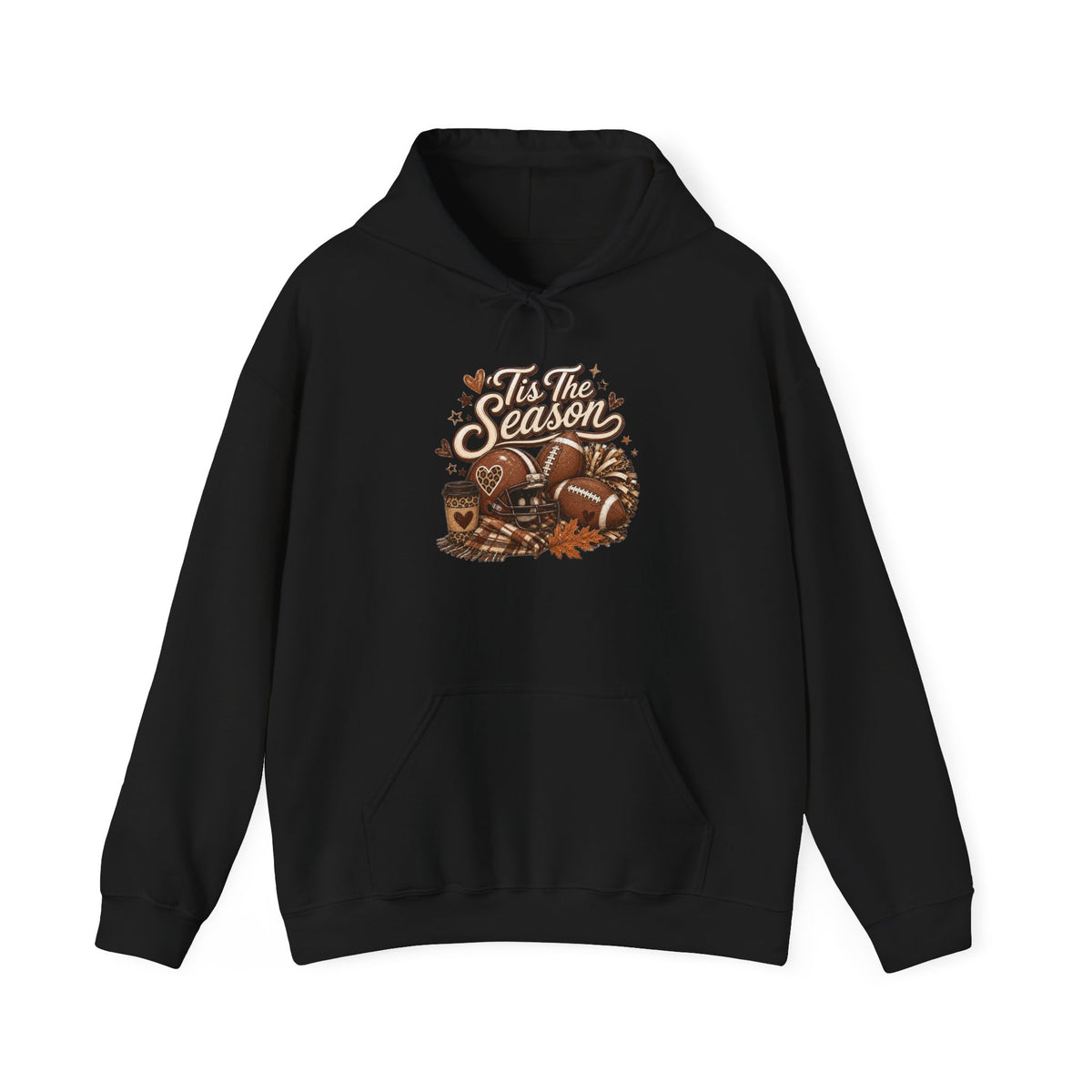 Hoodie — "Tis The Season" Cozy Autumn Football & Pumpkin Hoodie