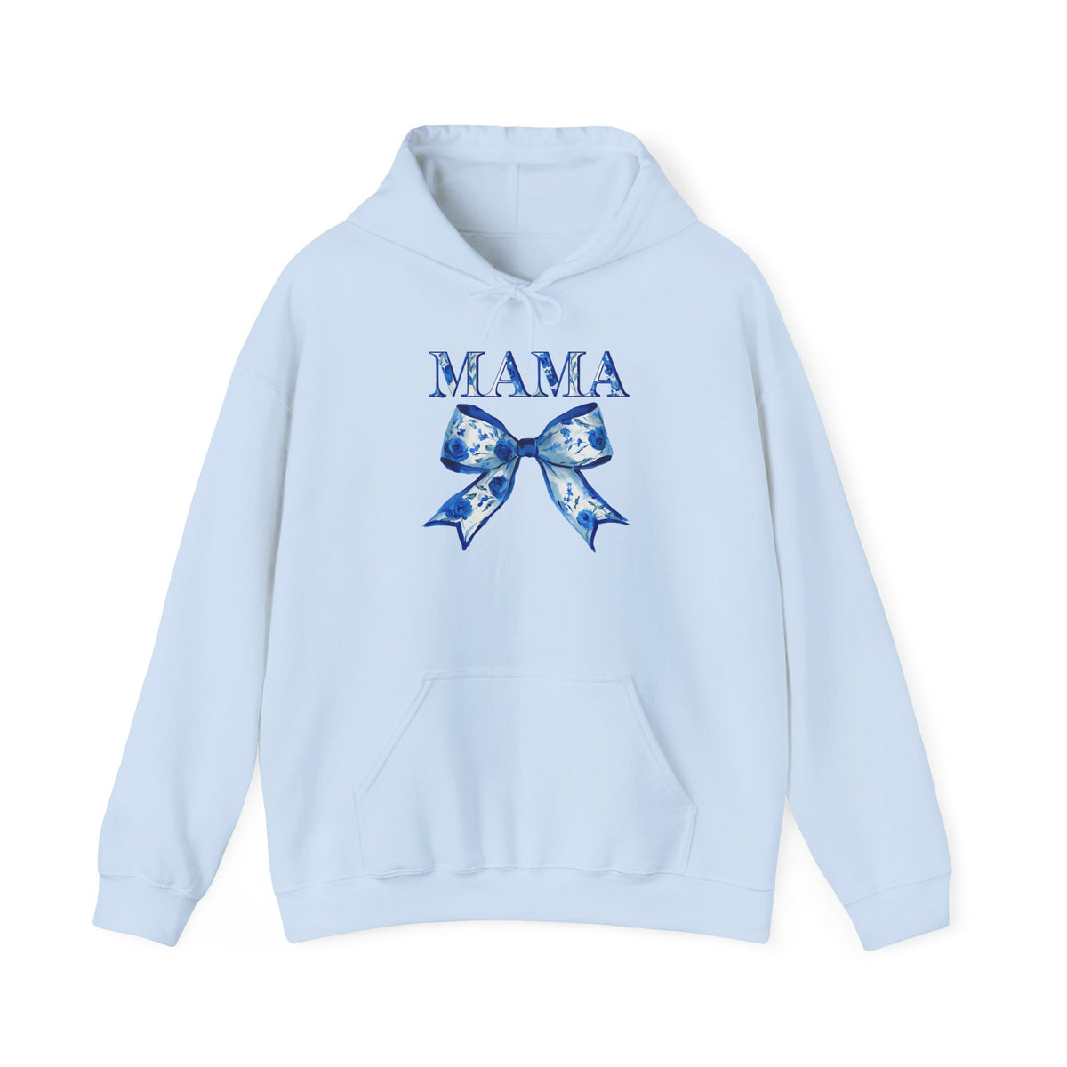 Mama Blue Floral Bow Hoodie — Cozy Mother's Day Sweatshirt Gift