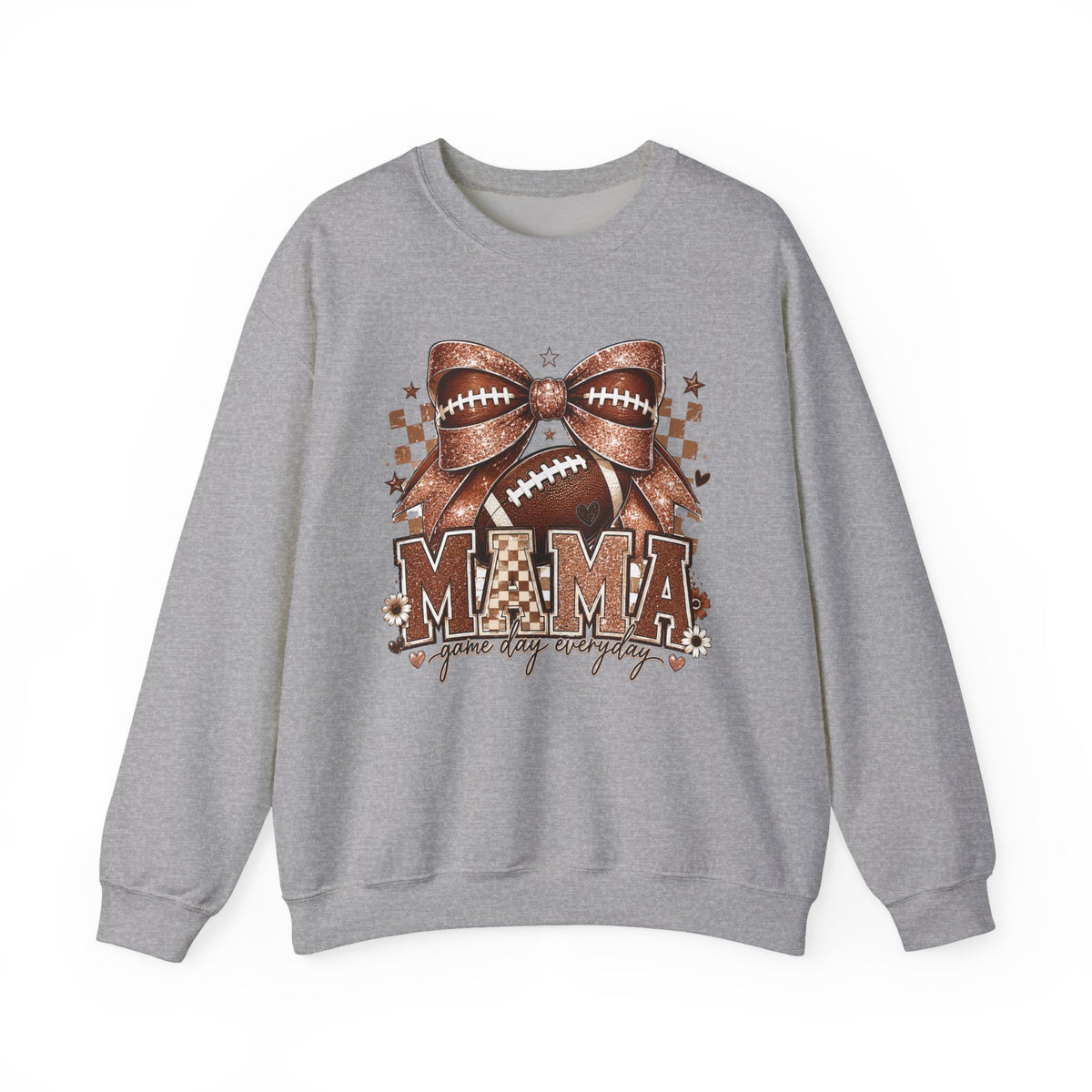 Mama Football Crewneck Sweatshirt — "Mama Game Day" Cozy Mom Football Tee