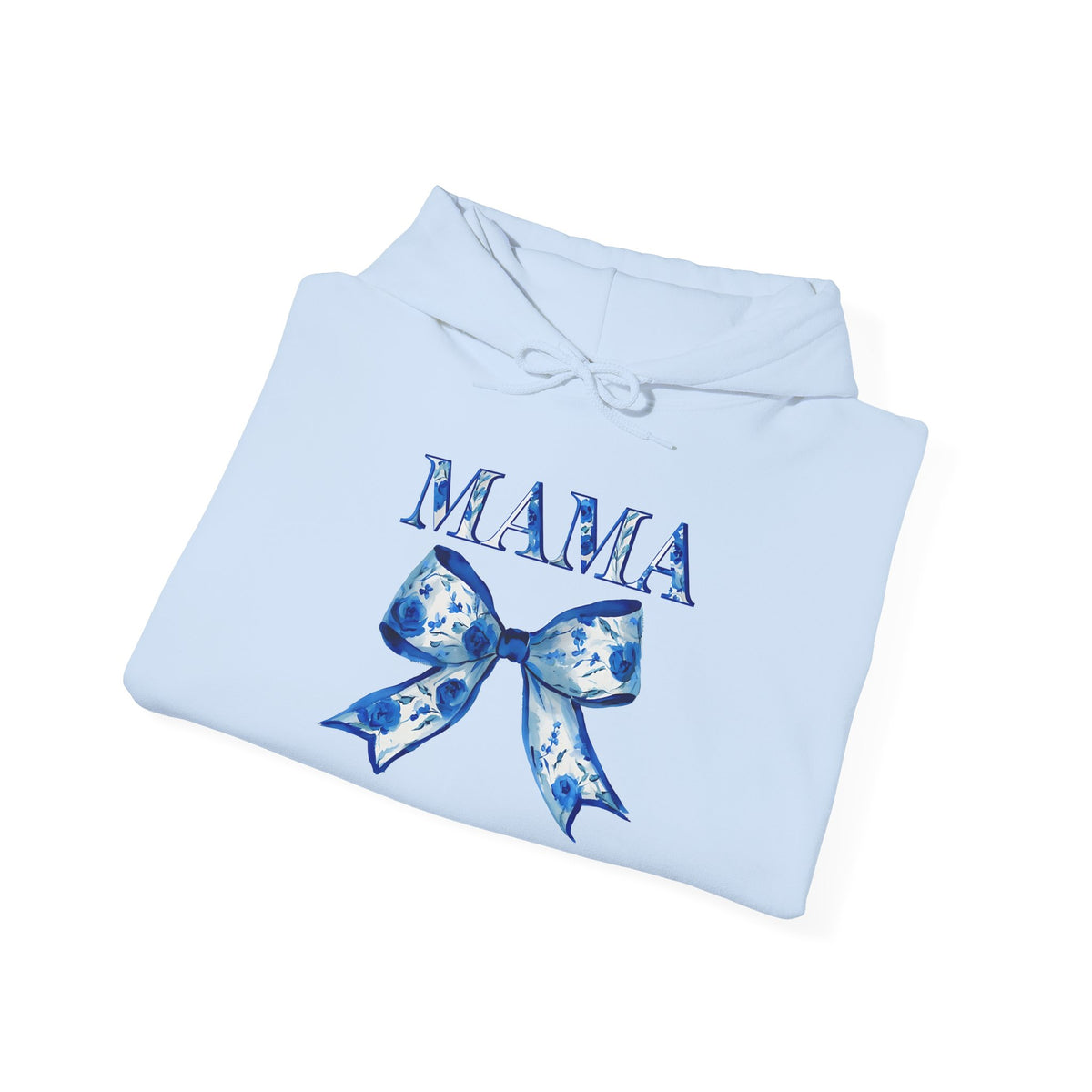 Mama Blue Floral Bow Hoodie — Cozy Mother's Day Sweatshirt Gift
