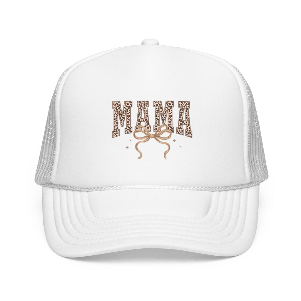 Mama Leopard Print Trucker Hat – Stylish Mama Foam Cap with Bow Accent