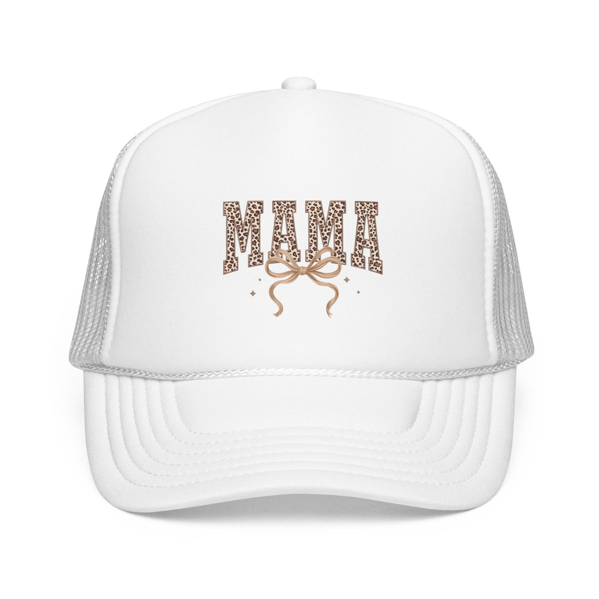 Mama Leopard Print Trucker Hat – Stylish Mama Foam Cap with Bow Accent