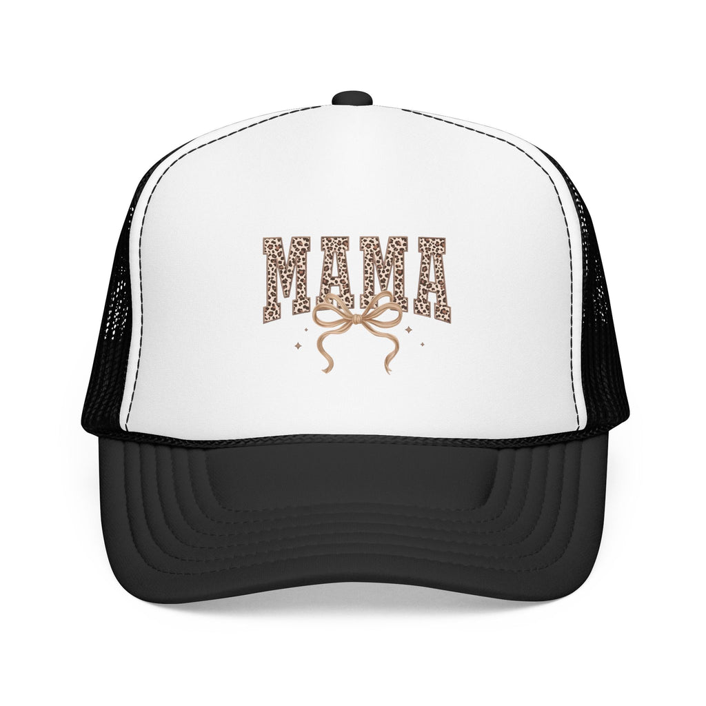 Mama Leopard Print Trucker Hat – Stylish Mama Foam Cap with Bow Accent