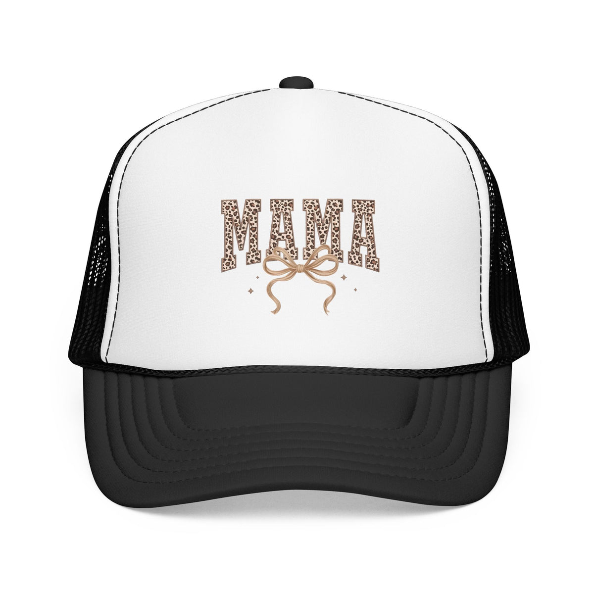 Mama Leopard Print Trucker Hat – Stylish Mama Foam Cap with Bow Accent