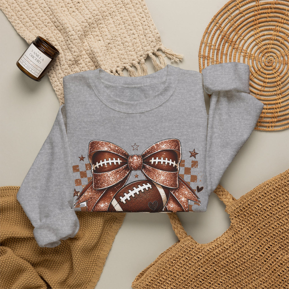 Mama Football Crewneck Sweatshirt — "Mama Game Day" Cozy Mom Football Tee