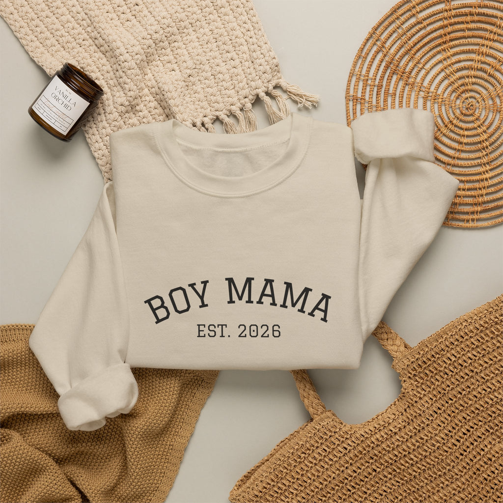 Boy Mama Crewneck Sweatshirt – Est. 2026 Mom Pullover