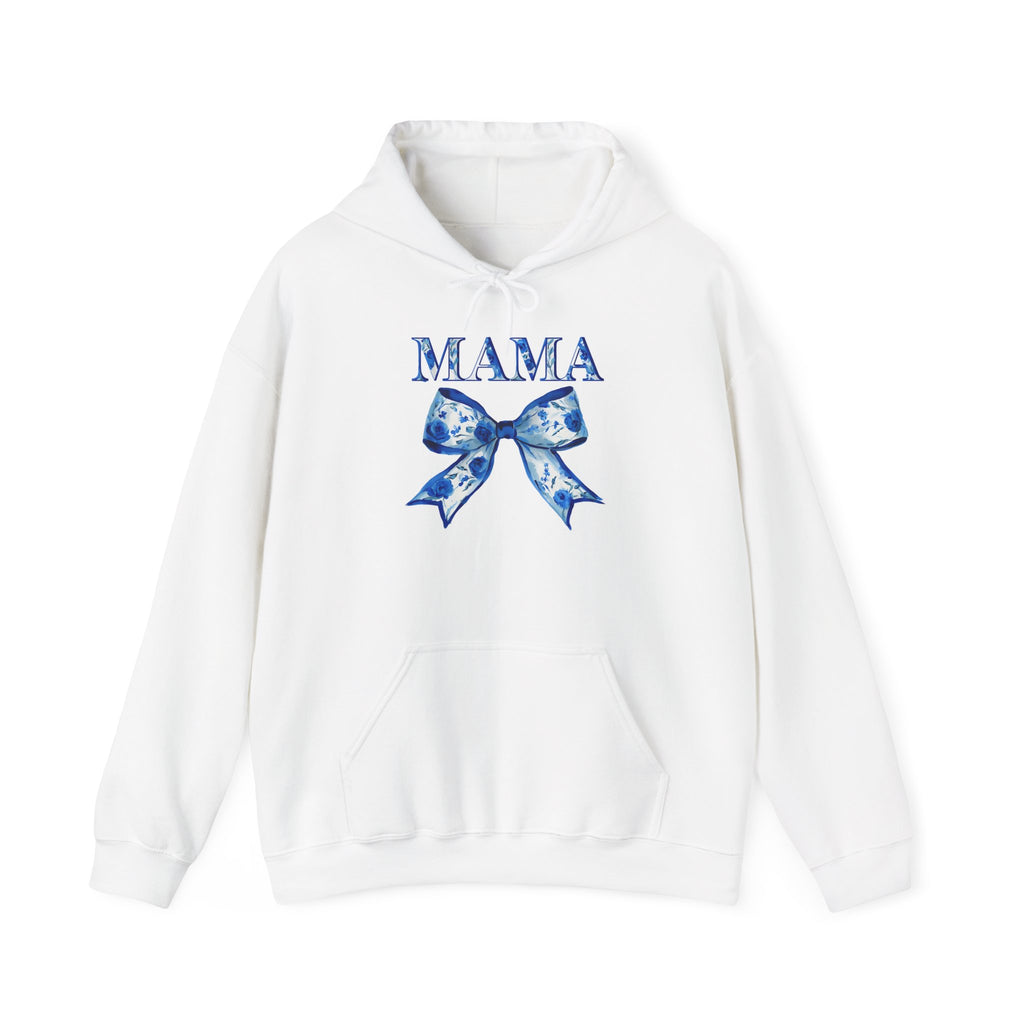 Mama Blue Floral Bow Hoodie — Cozy Mother's Day Sweatshirt Gift