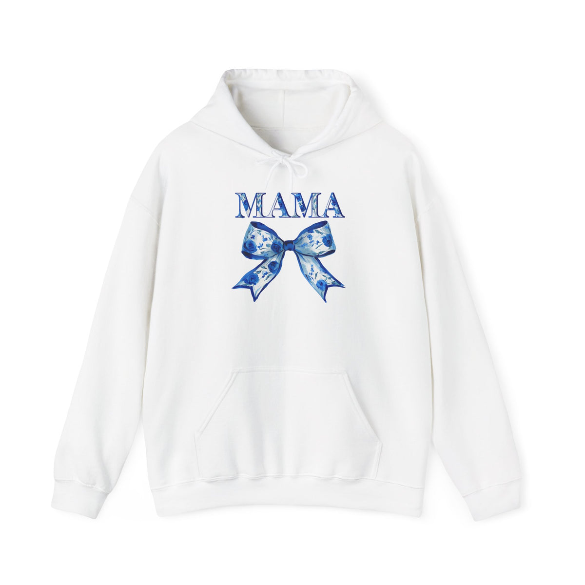 Mama Blue Floral Bow Hoodie — Cozy Mother's Day Sweatshirt Gift