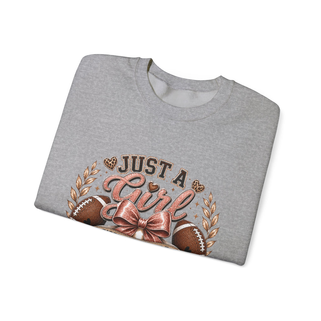 Crewneck Sweatshirt — "Just a Girl Who Loves Football" Graphic
