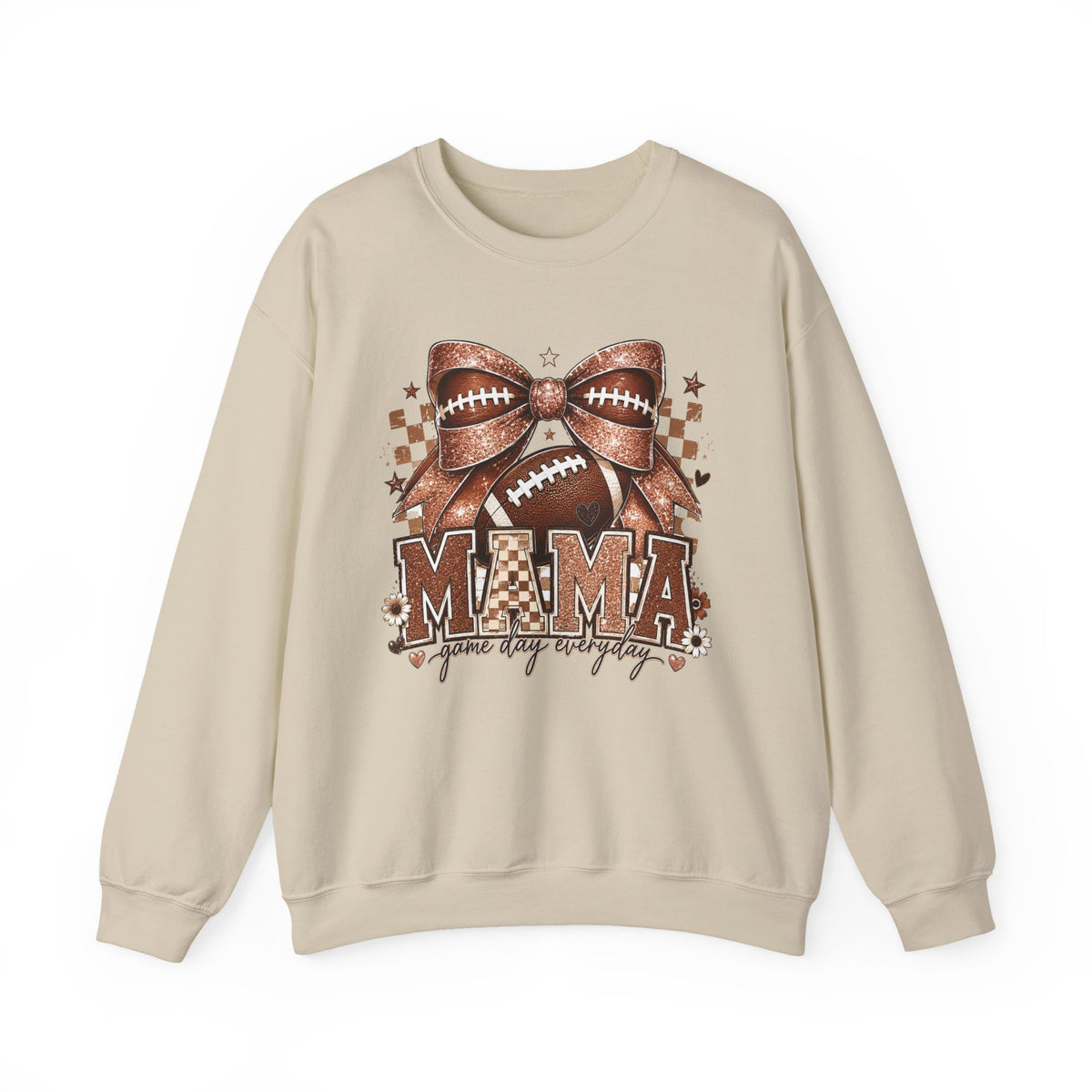 Mama Football Crewneck Sweatshirt — "Mama Game Day" Cozy Mom Football Tee