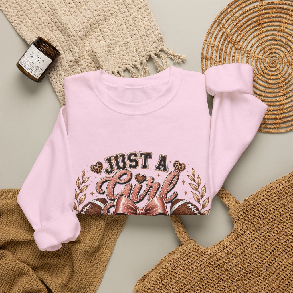Crewneck Sweatshirt — "Just a Girl Who Loves Football" Graphic
