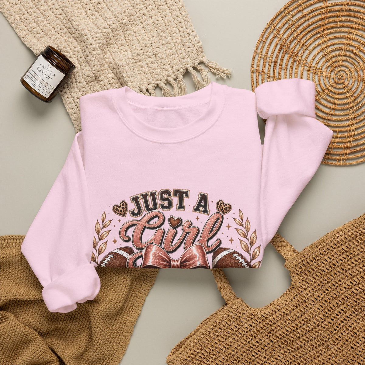 Crewneck Sweatshirt — "Just a Girl Who Loves Football" Graphic