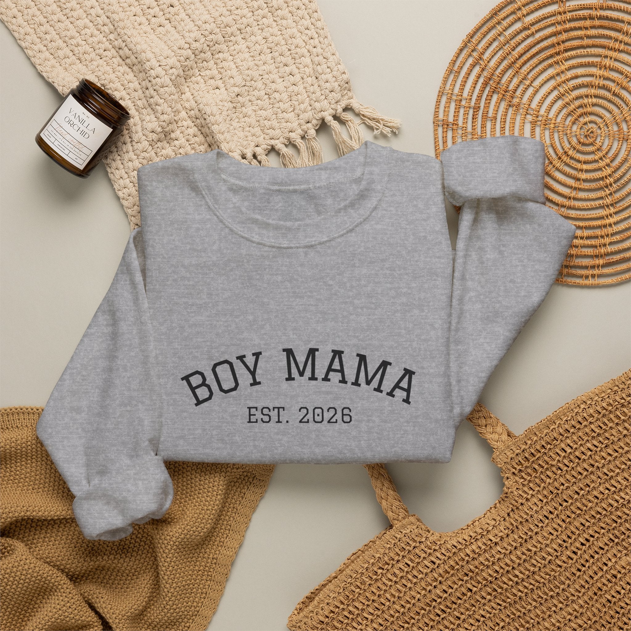 Boy Mama Crewneck Sweatshirt – Est. 2026 Mom Pullover