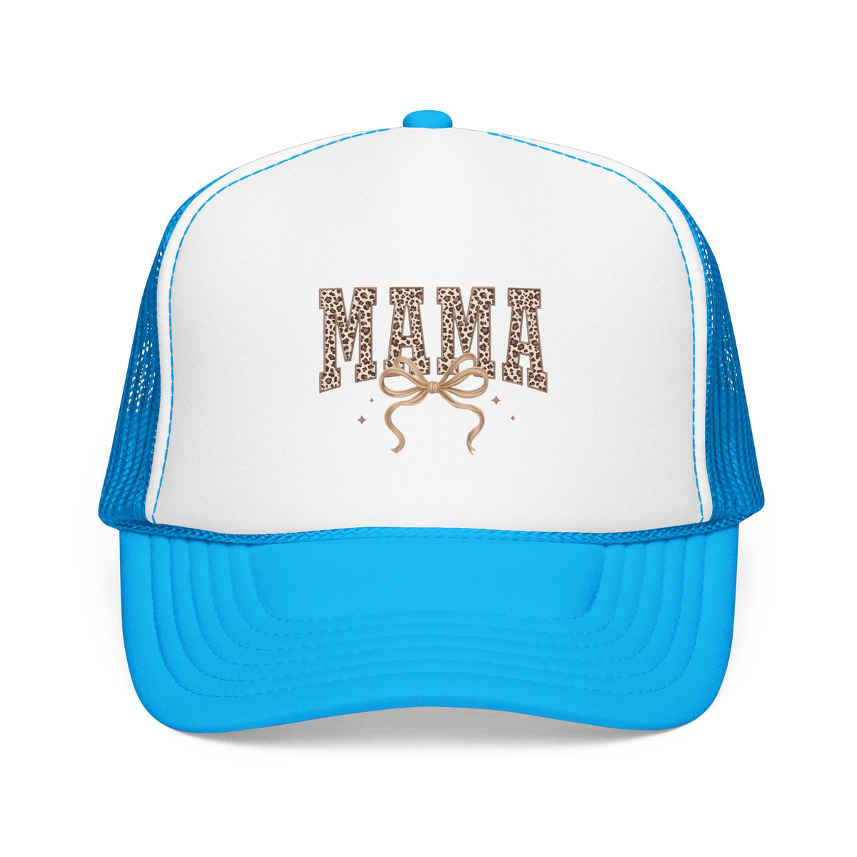 Mama Leopard Print Trucker Hat – Stylish Mama Foam Cap with Bow Accent