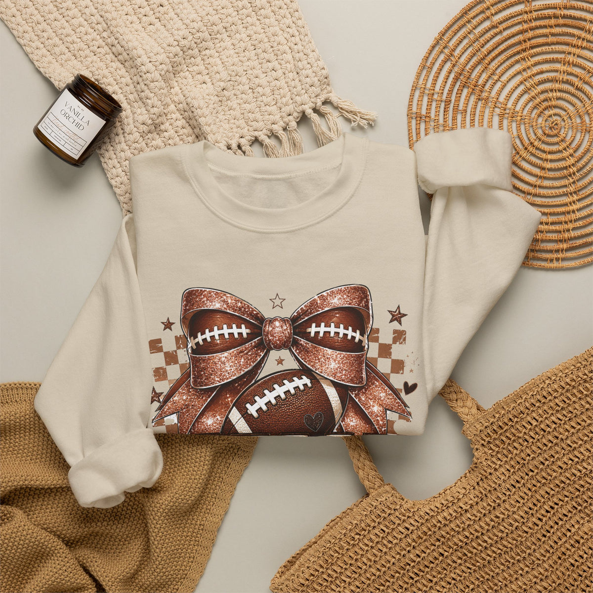 Mama Football Crewneck Sweatshirt — "Mama Game Day" Cozy Mom Football Tee