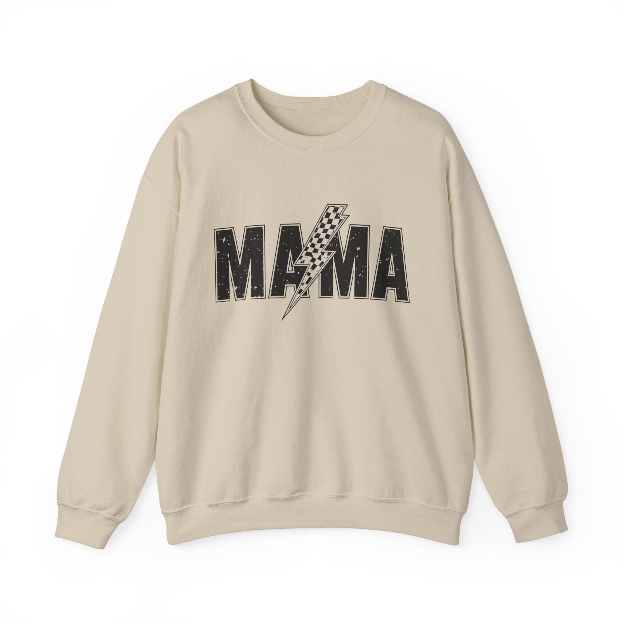Mama Lightning Bolt Crewneck Sweatshirt — Vintage Rockstar Mom Pullover