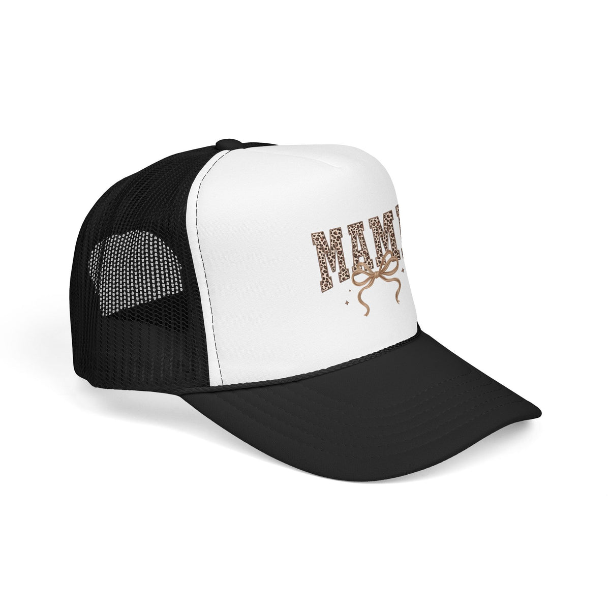 Mama Leopard Print Trucker Hat – Stylish Mama Foam Cap with Bow Accent