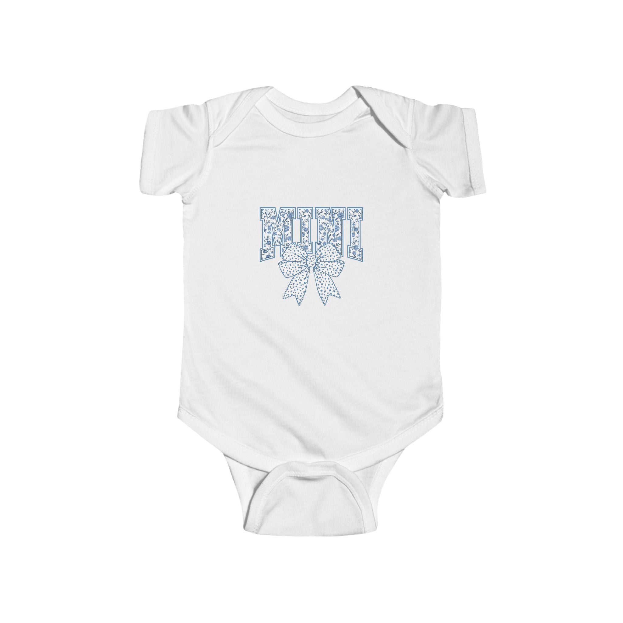 Infant Bodysuit with Blue Floral Monogram Design — Cute Baby Onesie Gift