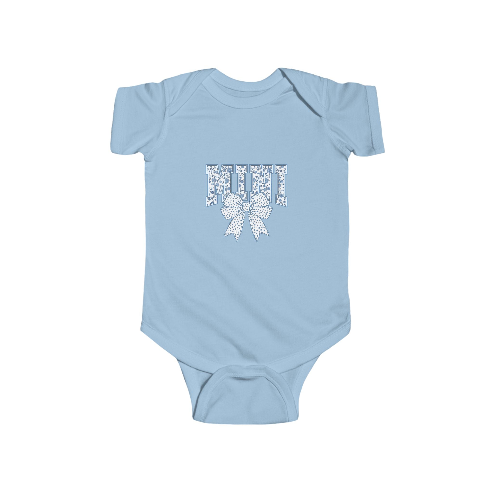 Infant Bodysuit with Blue Floral Monogram Design — Cute Baby Onesie Gift