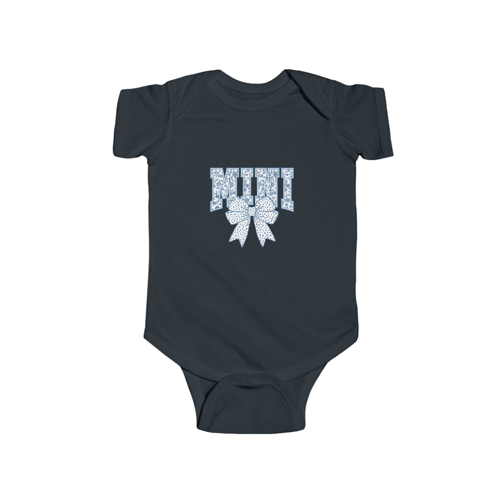 Infant Bodysuit with Blue Floral Monogram Design — Cute Baby Onesie Gift