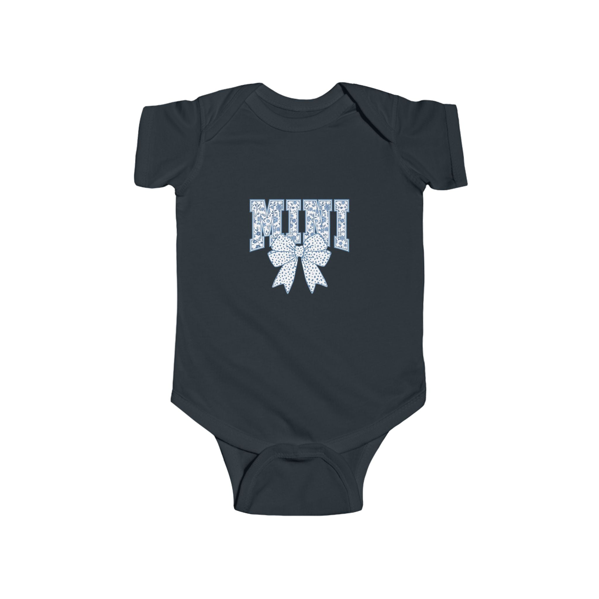 Infant Bodysuit with Blue Floral Monogram Design — Cute Baby Onesie Gift