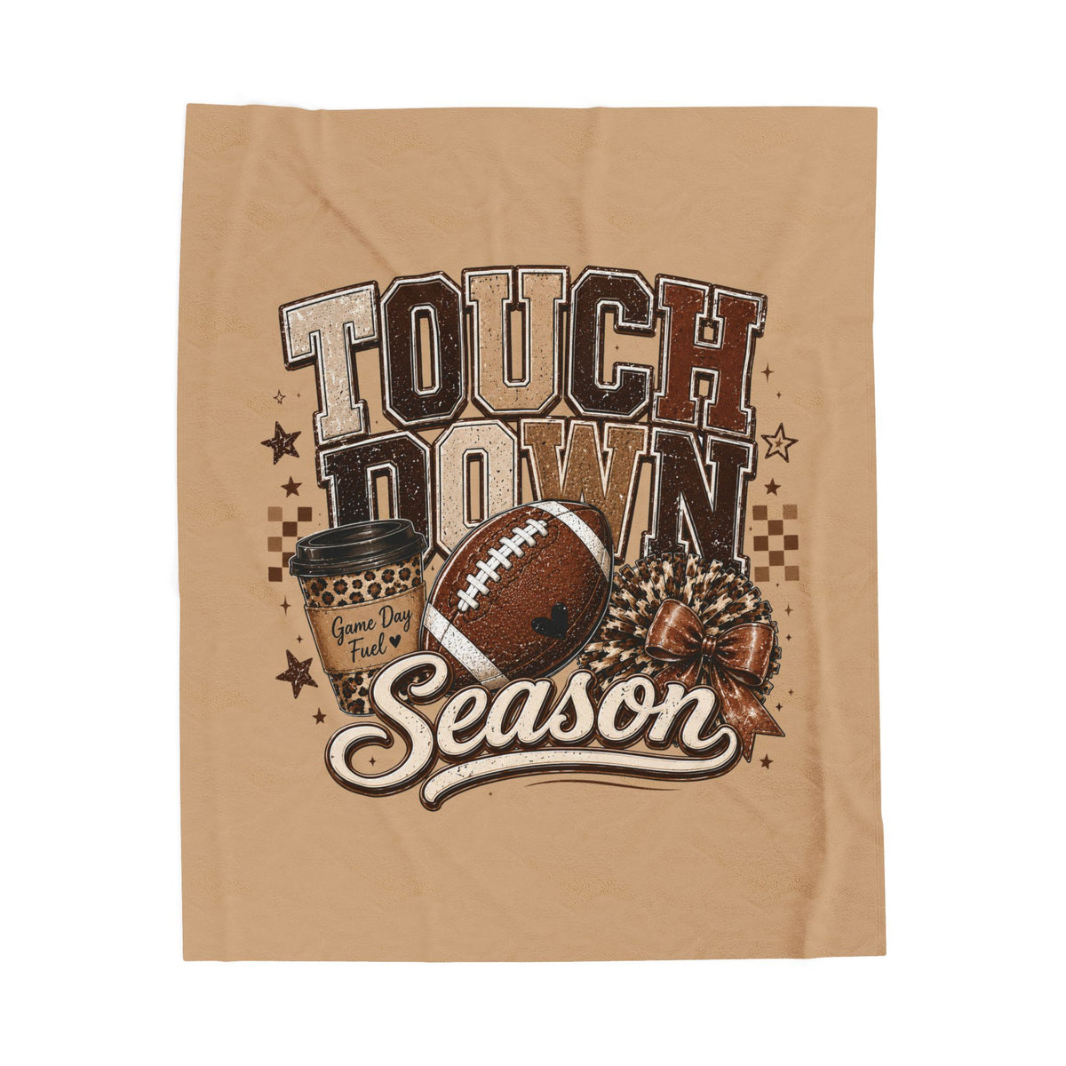 Touchdown Season Plush Blanket — Football Game Day Velveteen Throw