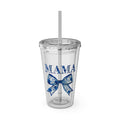 Mama Floral Bow Tumbler — 16oz Insulated Straw Cup