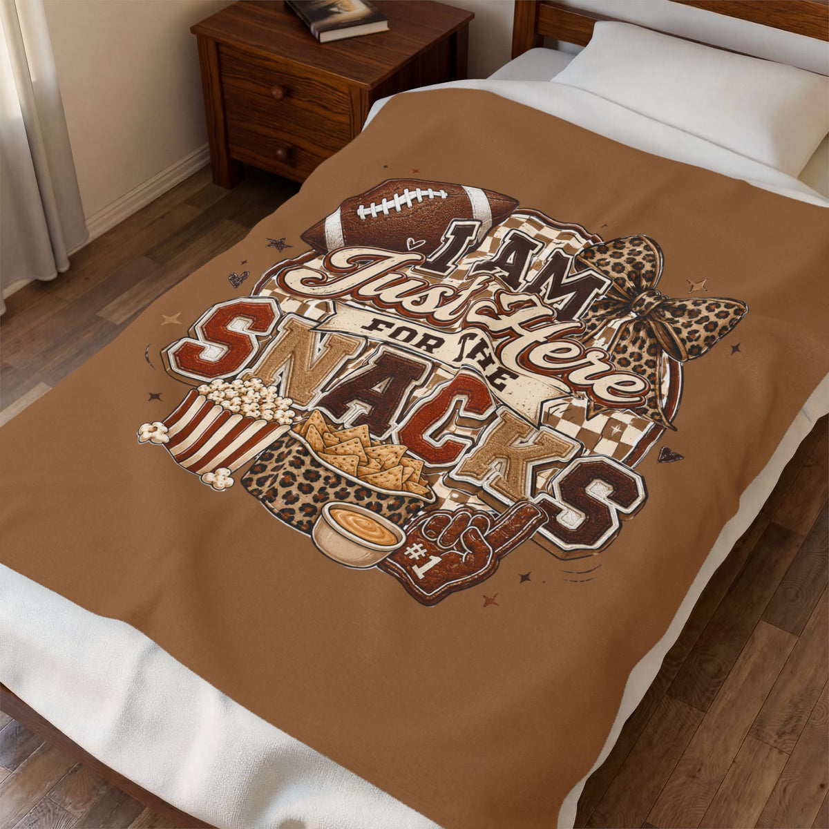 Just Here for the Snacks Velveteen Plush Blanket