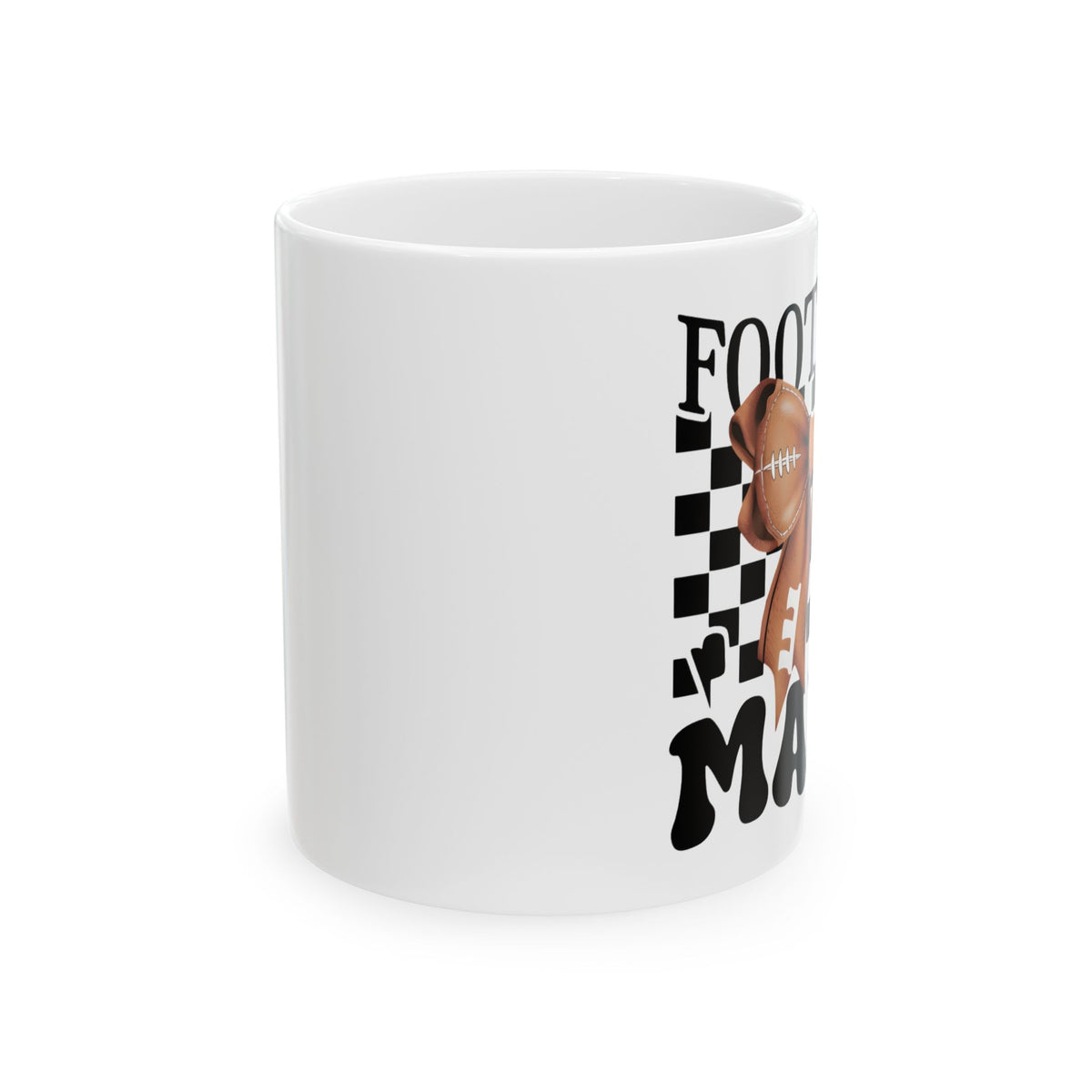 Football Mama Ceramic Mug – “Football Mama” Checkered Design (11oz & 15oz)