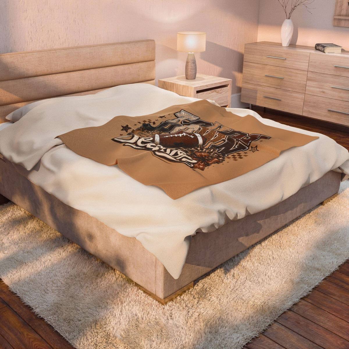 Touchdown Season Plush Blanket — Football Game Day Velveteen Throw