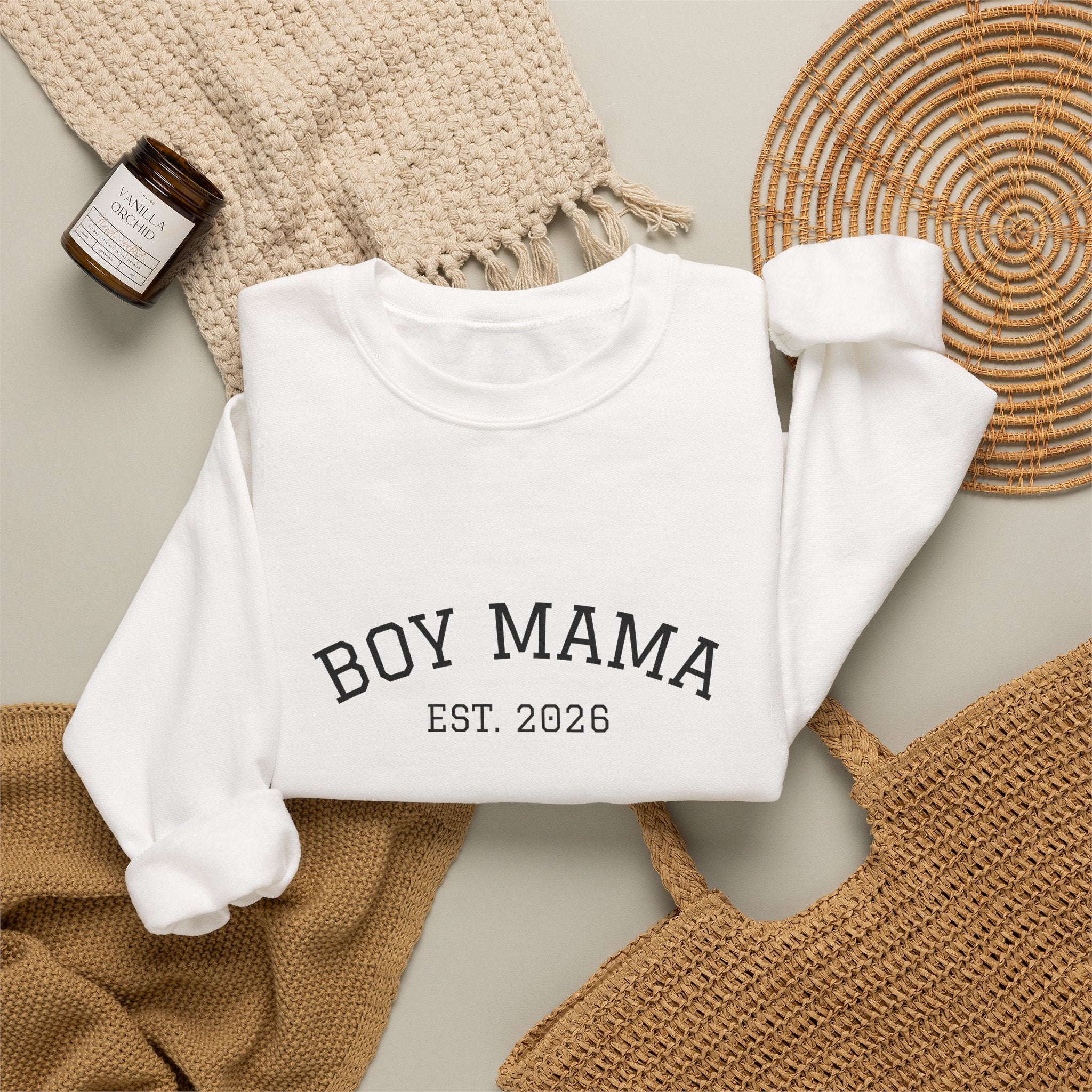 Boy Mama Crewneck Sweatshirt – Est. 2026 Mom Pullover