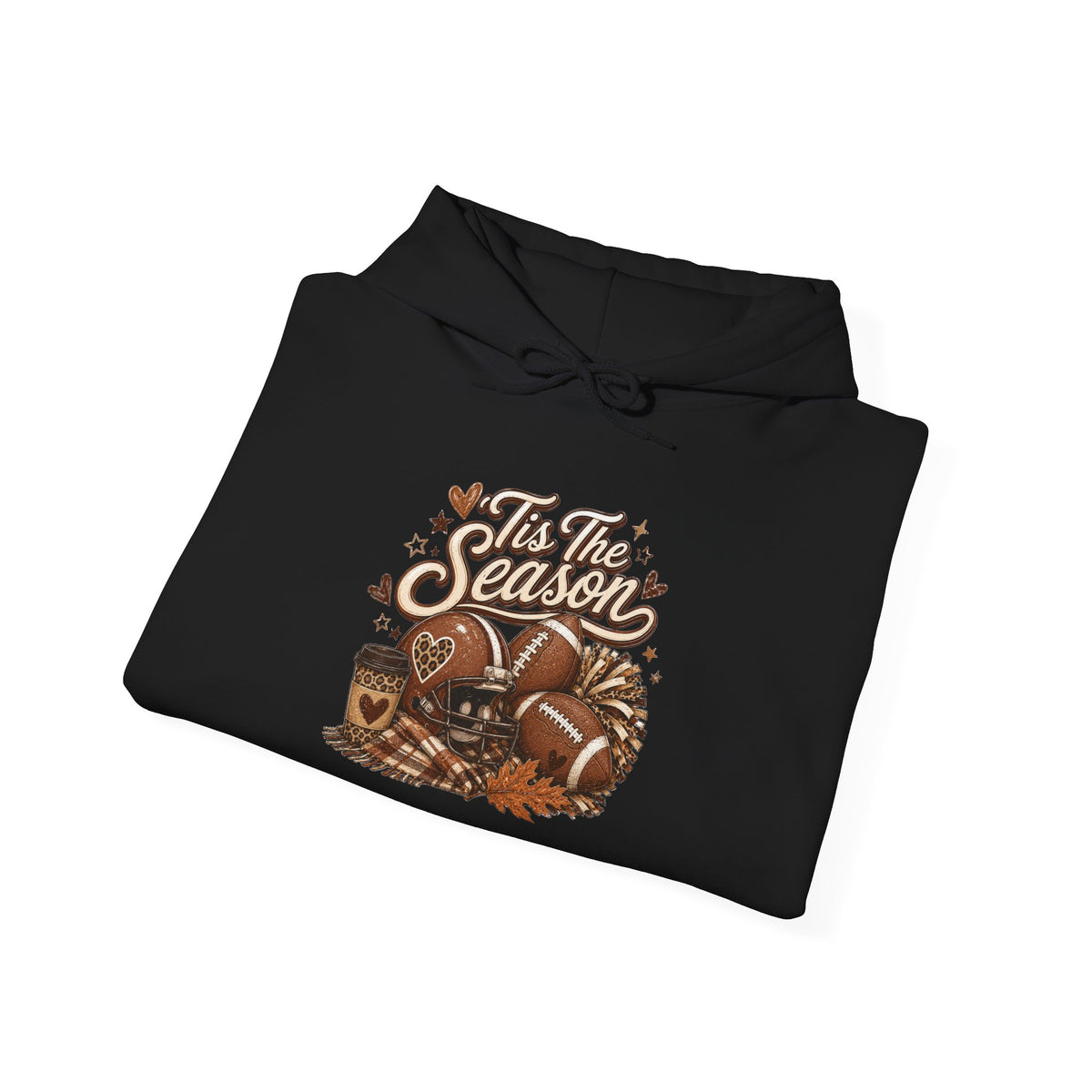 Hoodie — "Tis The Season" Cozy Autumn Football & Pumpkin Hoodie