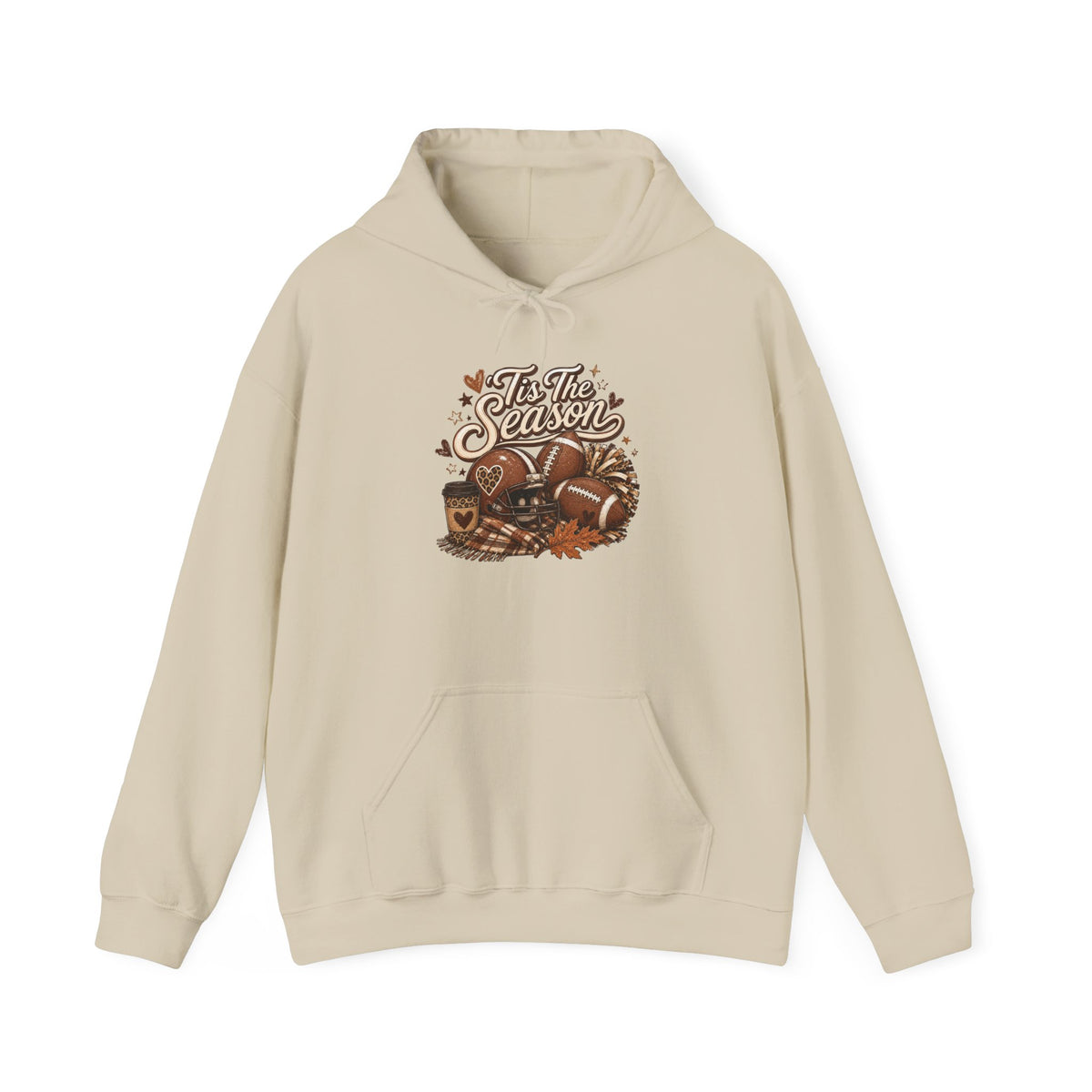 Hoodie — "Tis The Season" Cozy Autumn Football & Pumpkin Hoodie