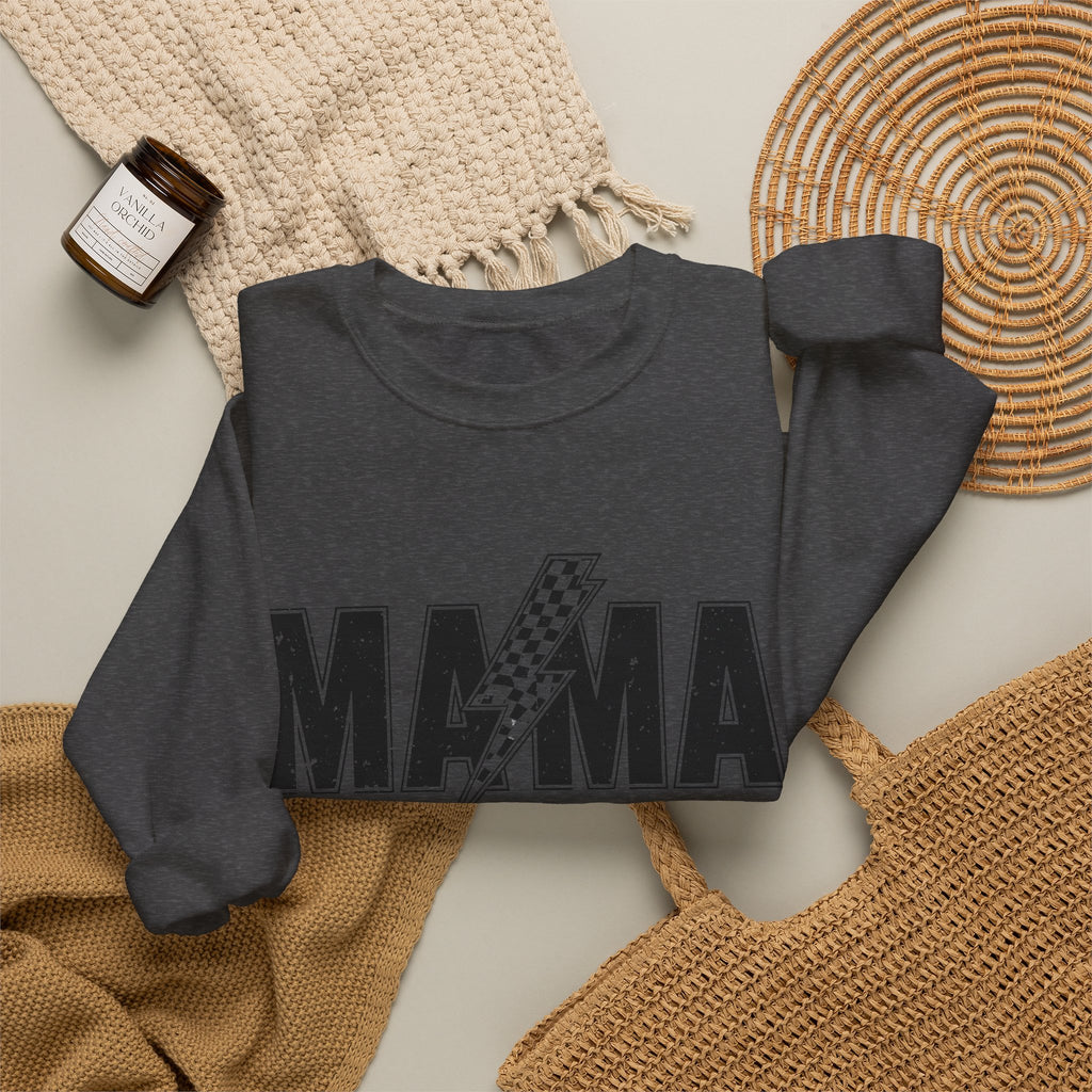 Mama Lightning Bolt Crewneck Sweatshirt — Vintage Rockstar Mom Pullover