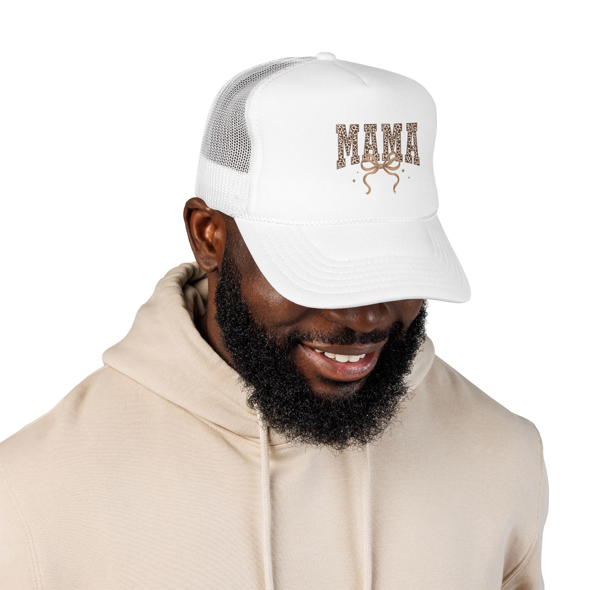 Mama Leopard Print Trucker Hat – Stylish Mama Foam Cap with Bow Accent