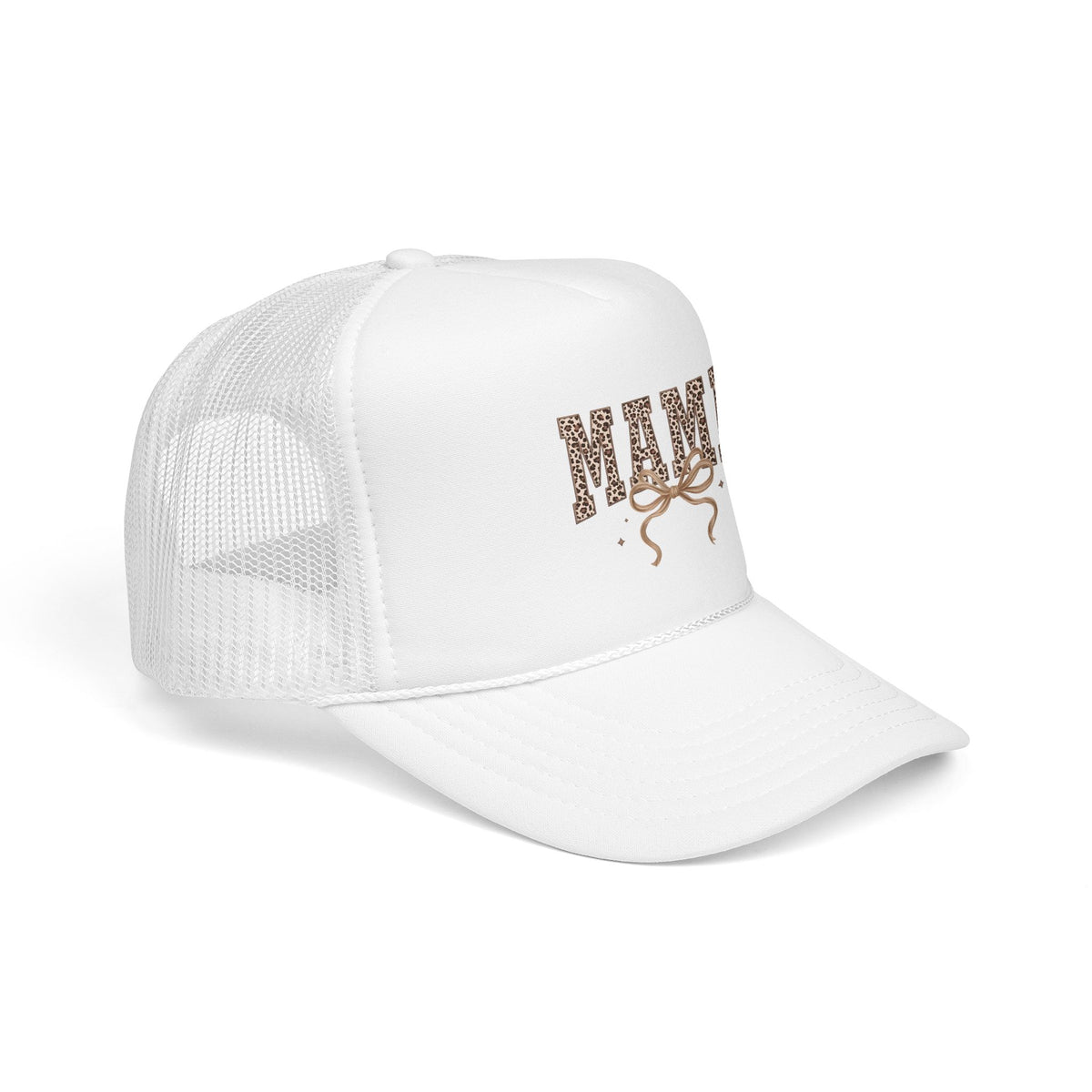 Mama Leopard Print Trucker Hat – Stylish Mama Foam Cap with Bow Accent