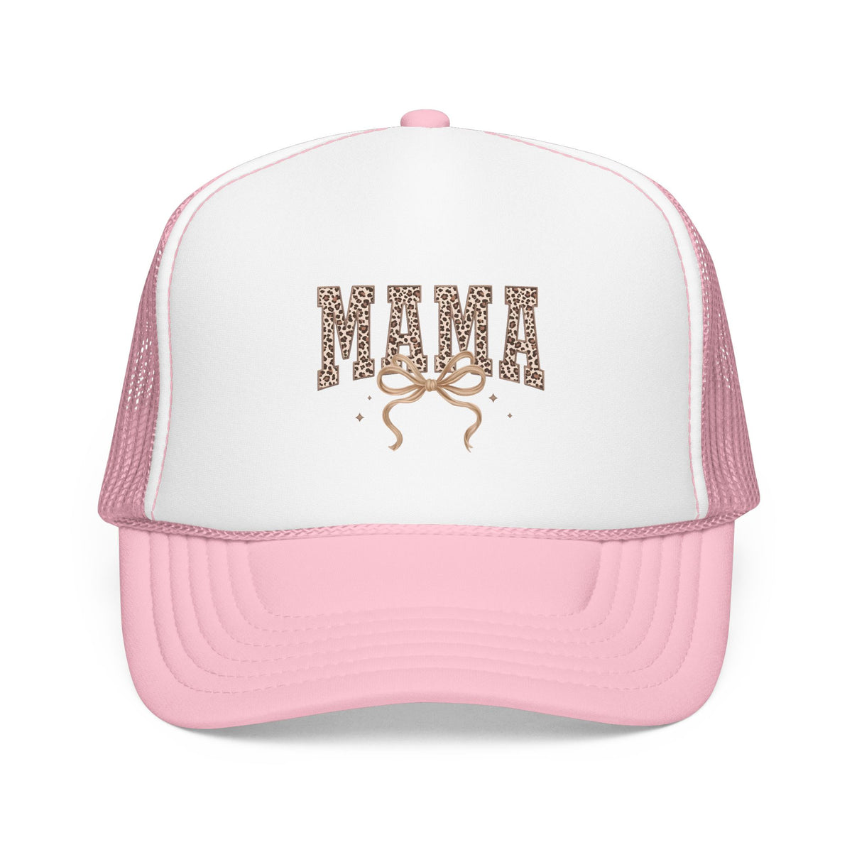 Mama Leopard Print Trucker Hat – Stylish Mama Foam Cap with Bow Accent