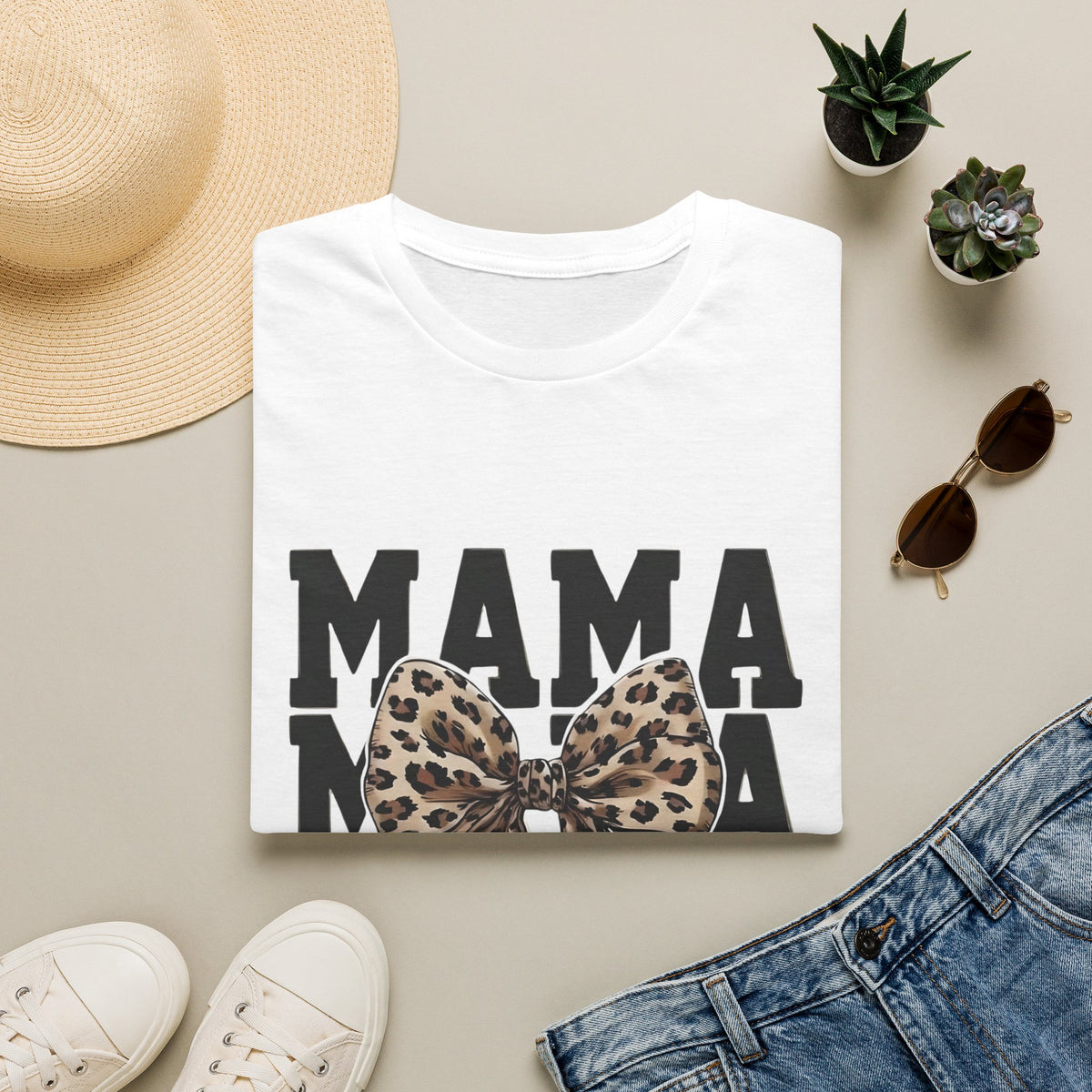 Mama Leopard Bow T-Shirt