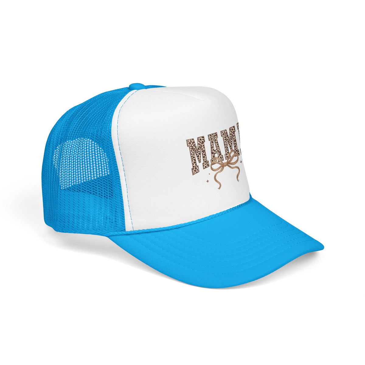 Mama Leopard Print Trucker Hat – Stylish Mama Foam Cap with Bow Accent