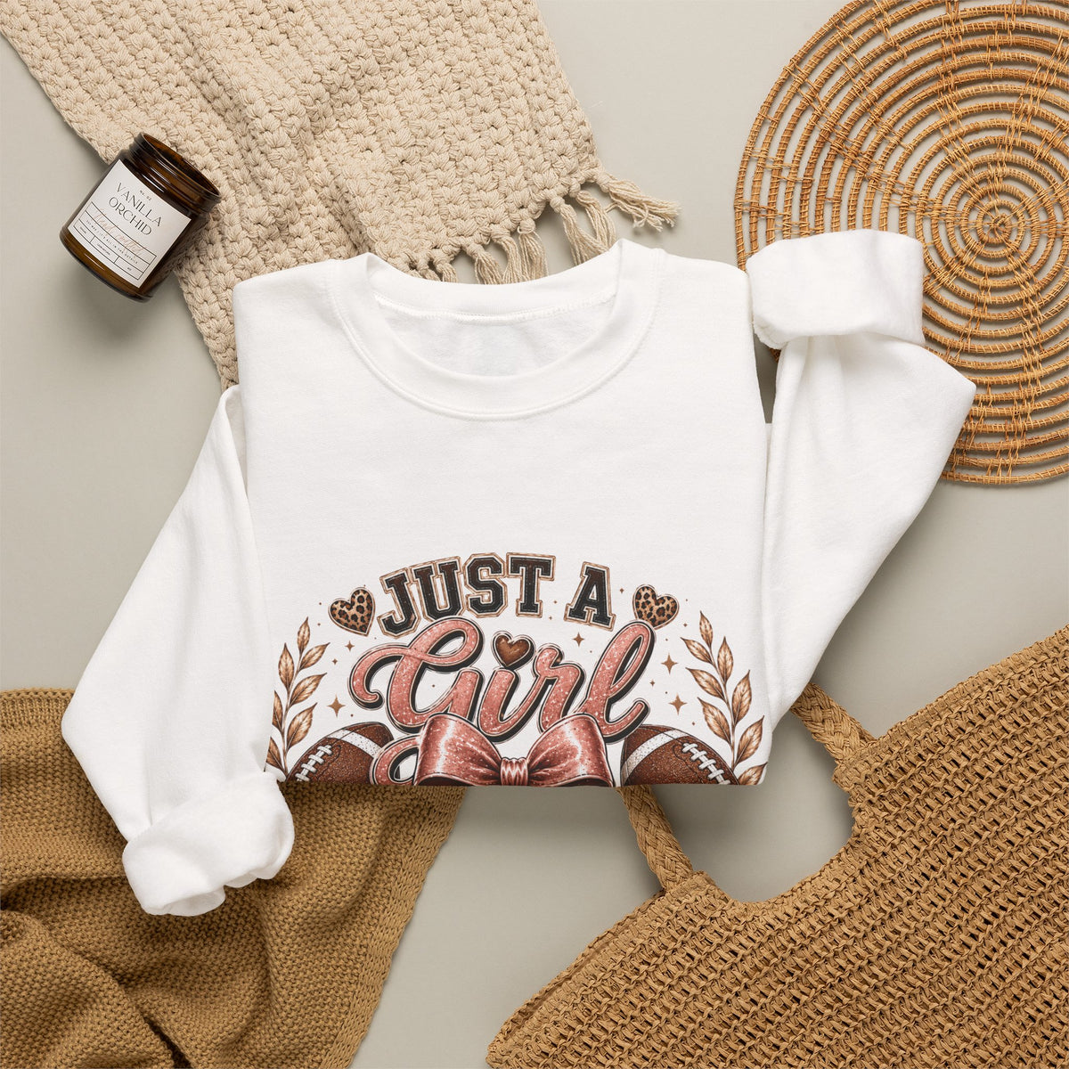 Crewneck Sweatshirt — "Just a Girl Who Loves Football" Graphic