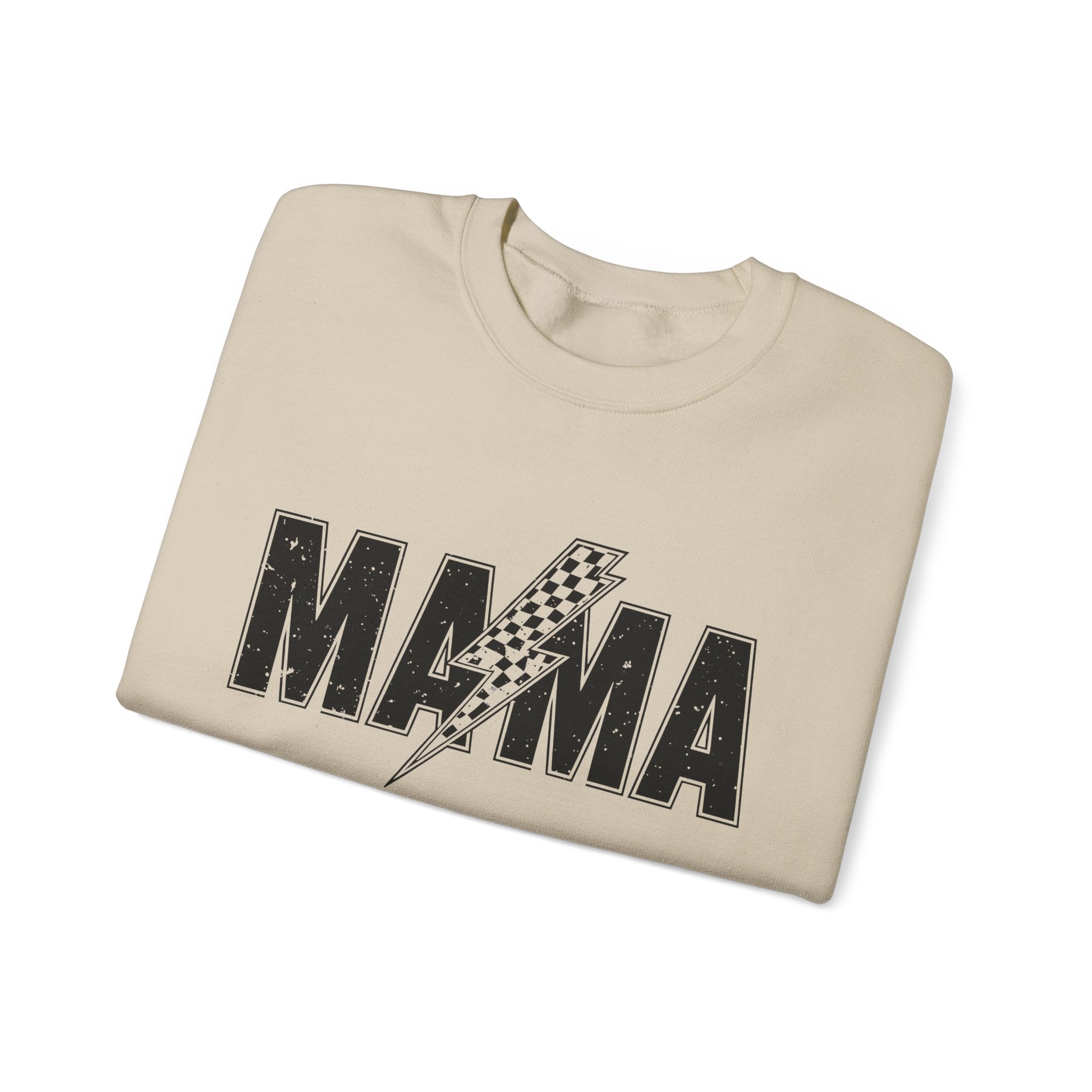 Mama Lightning Bolt Crewneck Sweatshirt — Vintage Rockstar Mom Pullover